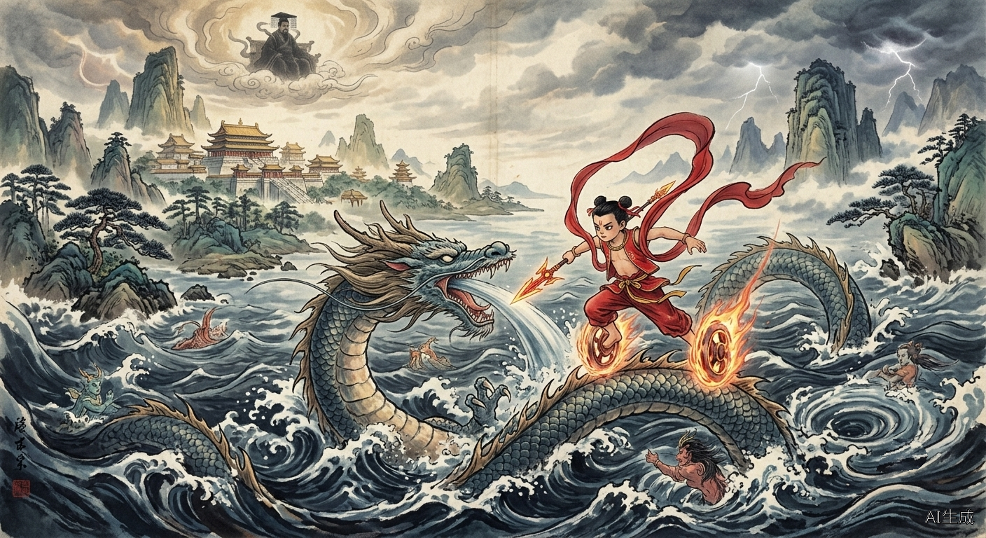 哪吒闹海少年英雄